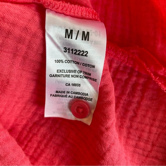 RACHEL ROY Women’s Long Sleeve Pink Crinkle Style Soft Button Up Tunic - Picture 8 of 9